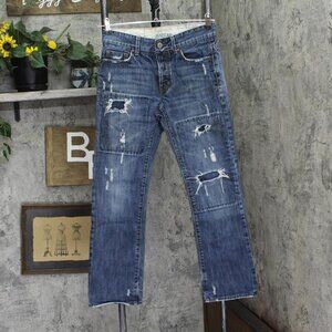 Aeropostale Mens Vintage Button Fly Driggs Slim Bootcut Jeans Blue 28x30